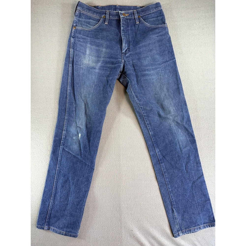 Wrangler 13MWZ Jeans Mens 33x33 Med Wash Blue Regular Bootcut Denim Cowboy Cut